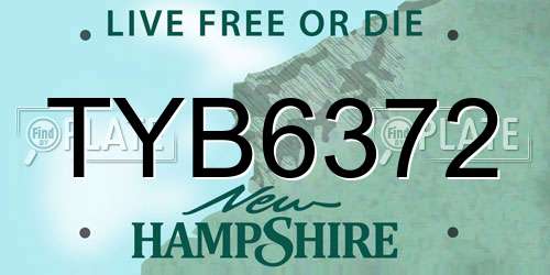 TYB6372 New Hampshire License Plate