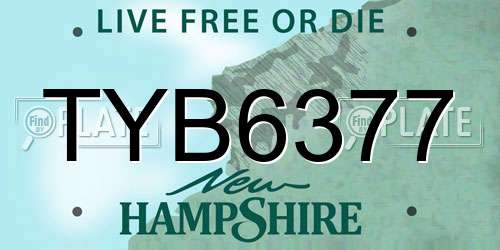 TYB6377 New Hampshire License Plate