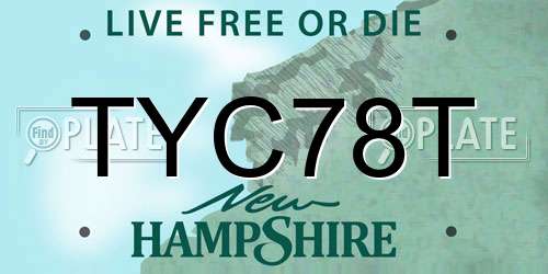 TYC78T New Hampshire License Plate