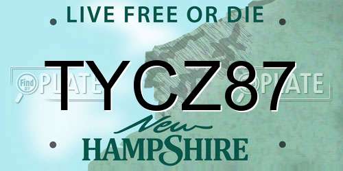 TYCZ87 New Hampshire License Plate