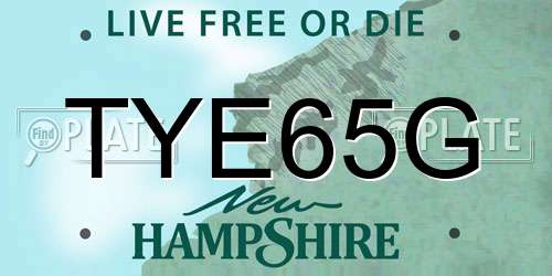 TYE65G New Hampshire License Plate