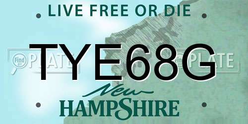 TYE68G New Hampshire License Plate