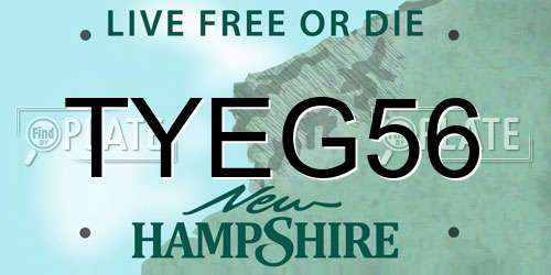 TYEG56 New Hampshire License Plate