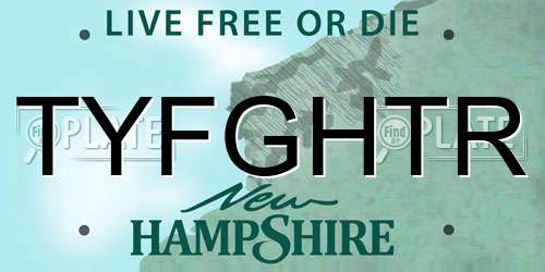 TYFGHTR New Hampshire License Plate