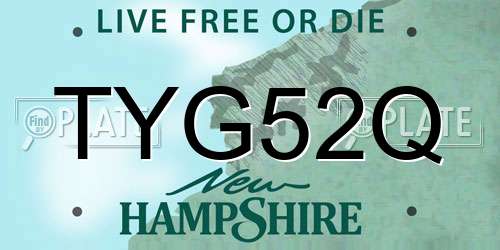 TYG52Q New Hampshire License Plate