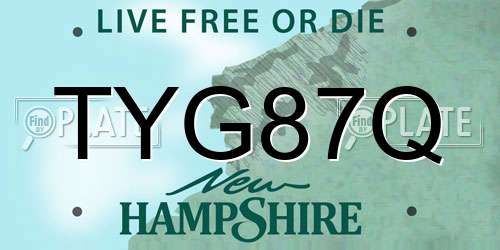 TYG87Q New Hampshire License Plate