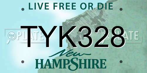 TYK328 New Hampshire License Plate