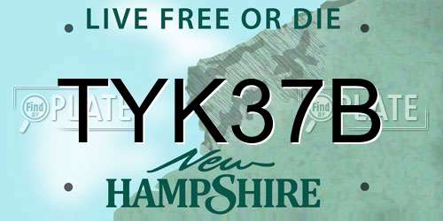 TYK37B New Hampshire License Plate