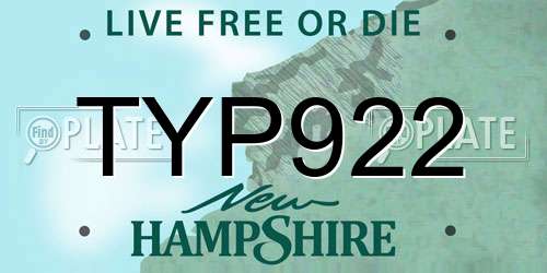 TYP922 New Hampshire License Plate