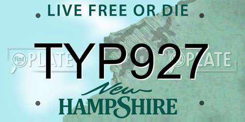 TYP927 New Hampshire License Plate