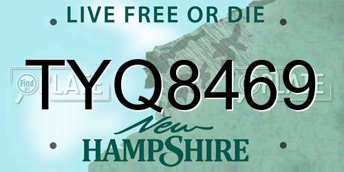 TYQ8469 New Hampshire License Plate