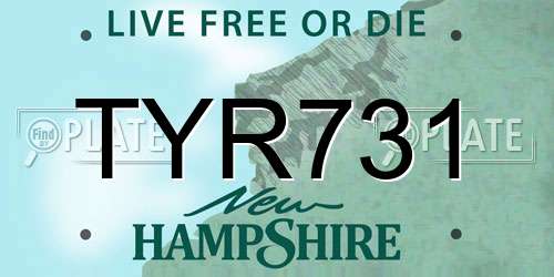 TYR731 New Hampshire License Plate
