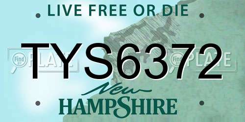 TYS6372 New Hampshire License Plate