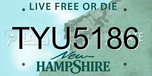 TYU5186 New Hampshire License Plate
