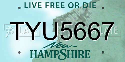 TYU5667 New Hampshire License Plate