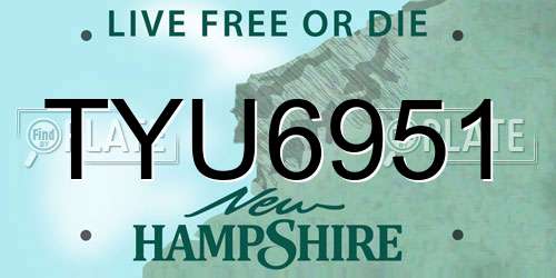 TYU6951 New Hampshire License Plate