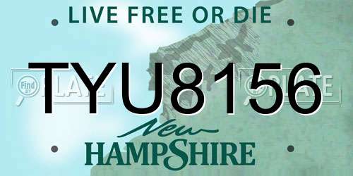 TYU8156 New Hampshire License Plate