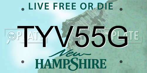 TYV55G New Hampshire License Plate