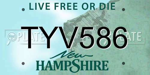 TYV586 New Hampshire License Plate