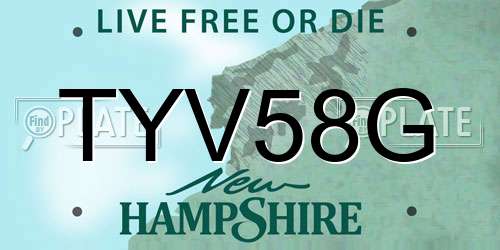 TYV58G New Hampshire License Plate