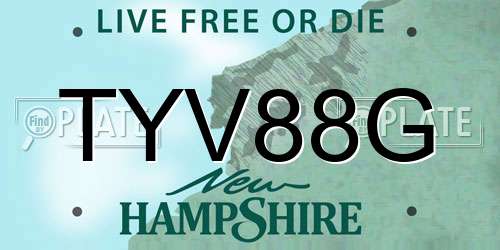 TYV88G New Hampshire License Plate