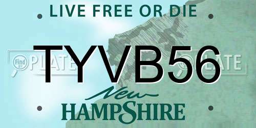 TYVB56 New Hampshire License Plate