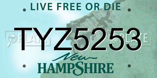 TYZ5253 New Hampshire License Plate