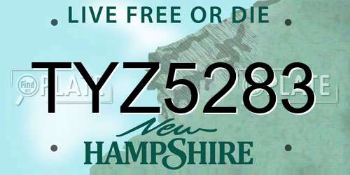 TYZ5283 New Hampshire License Plate