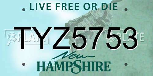 TYZ5753 New Hampshire License Plate