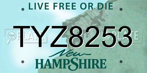TYZ8253 New Hampshire License Plate