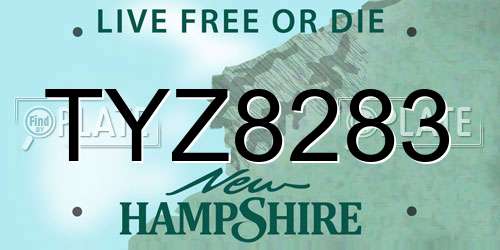 TYZ8283 New Hampshire License Plate