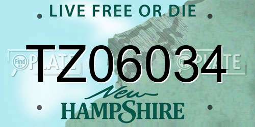 TZ06034 New Hampshire License Plate