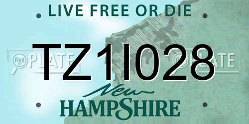 TZ1I028 New Hampshire License Plate