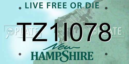 TZ1I078 New Hampshire License Plate