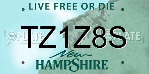 TZ1Z8S New Hampshire License Plate