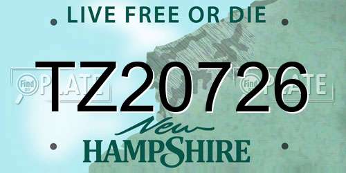 TZ20726 New Hampshire License Plate