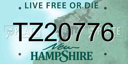 TZ20776 New Hampshire License Plate