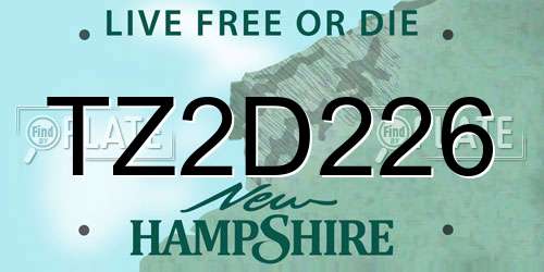TZ2D226 New Hampshire License Plate