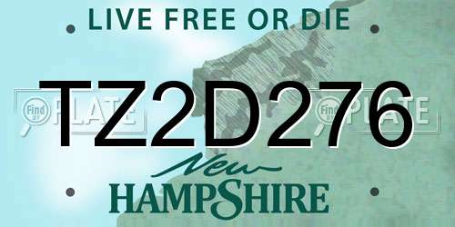 TZ2D276 New Hampshire License Plate