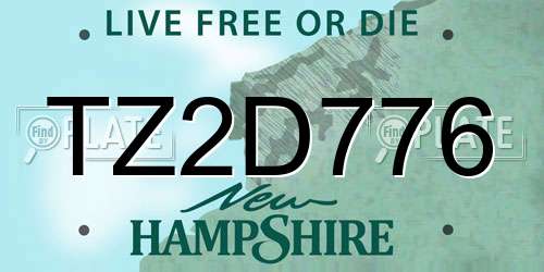 TZ2D776 New Hampshire License Plate