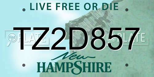 TZ2D857 New Hampshire License Plate