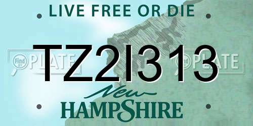 TZ2I313 New Hampshire License Plate
