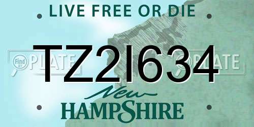 TZ2I634 New Hampshire License Plate