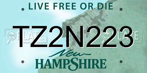 TZ2N223 New Hampshire License Plate