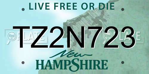 TZ2N723 New Hampshire License Plate