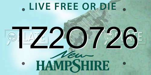 TZ2O726 New Hampshire License Plate