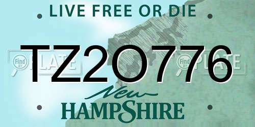 TZ2O776 New Hampshire License Plate