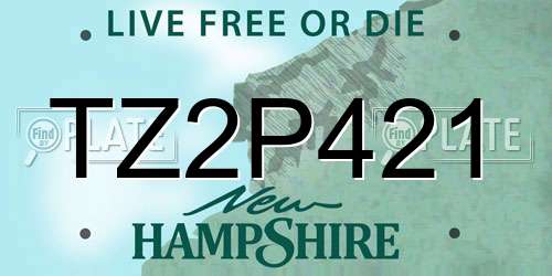 TZ2P421 New Hampshire License Plate