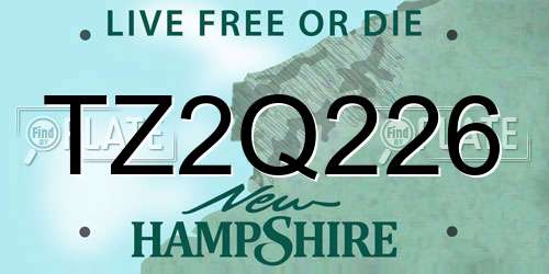TZ2Q226 New Hampshire License Plate