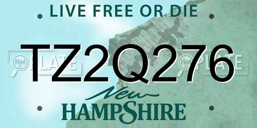 TZ2Q276 New Hampshire License Plate